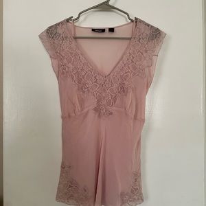 Express 100% Silk & Lace Sleeveless Blouse with built in chemise